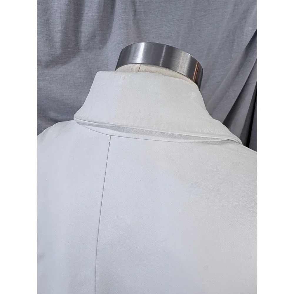 Terry Lewis Classic Luxuries White Genuine Leather Long Coat Size 1X - Picture 12 of 13